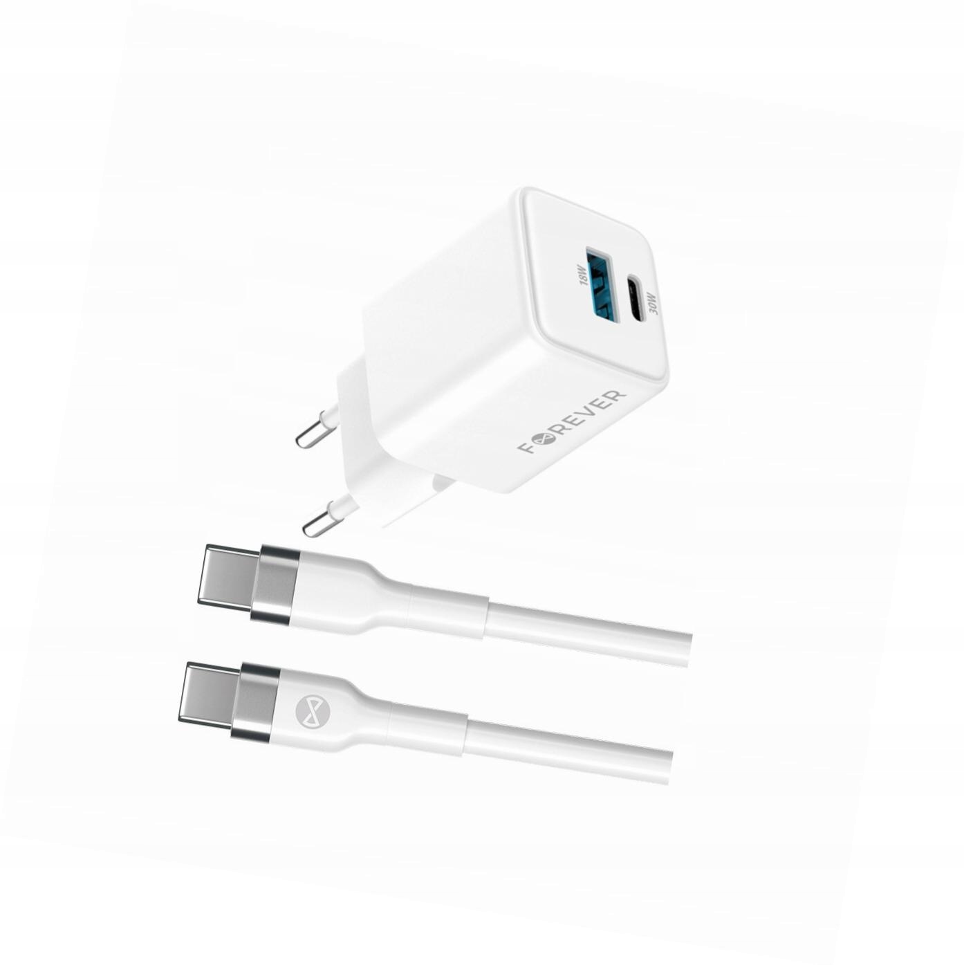 Szybka ładowarka GaN 30W 2 wejścia Usb i Usb-c z kablem do iPhone 17 Pro