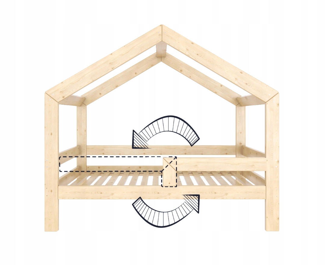 DZIECIĘCE ŁÓŻKO DOMEK 80X160 ŁÓŻECZKO DREWNIANE DLA DZIECKA + STELAŻ RBWN Kod producenta BUNNYBEDS