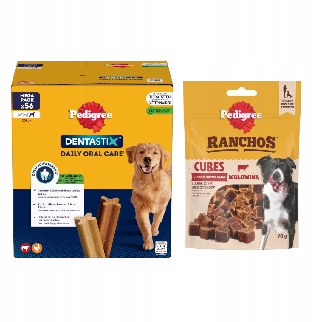 Levně Pedigree Sada pamlsků pro psa Dentastix Large Ranchos Cubes Hovězí maso