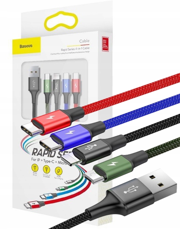 

Kabel Usb 4w1 2xUSB-C Lightning Micro 3,5A Baseus