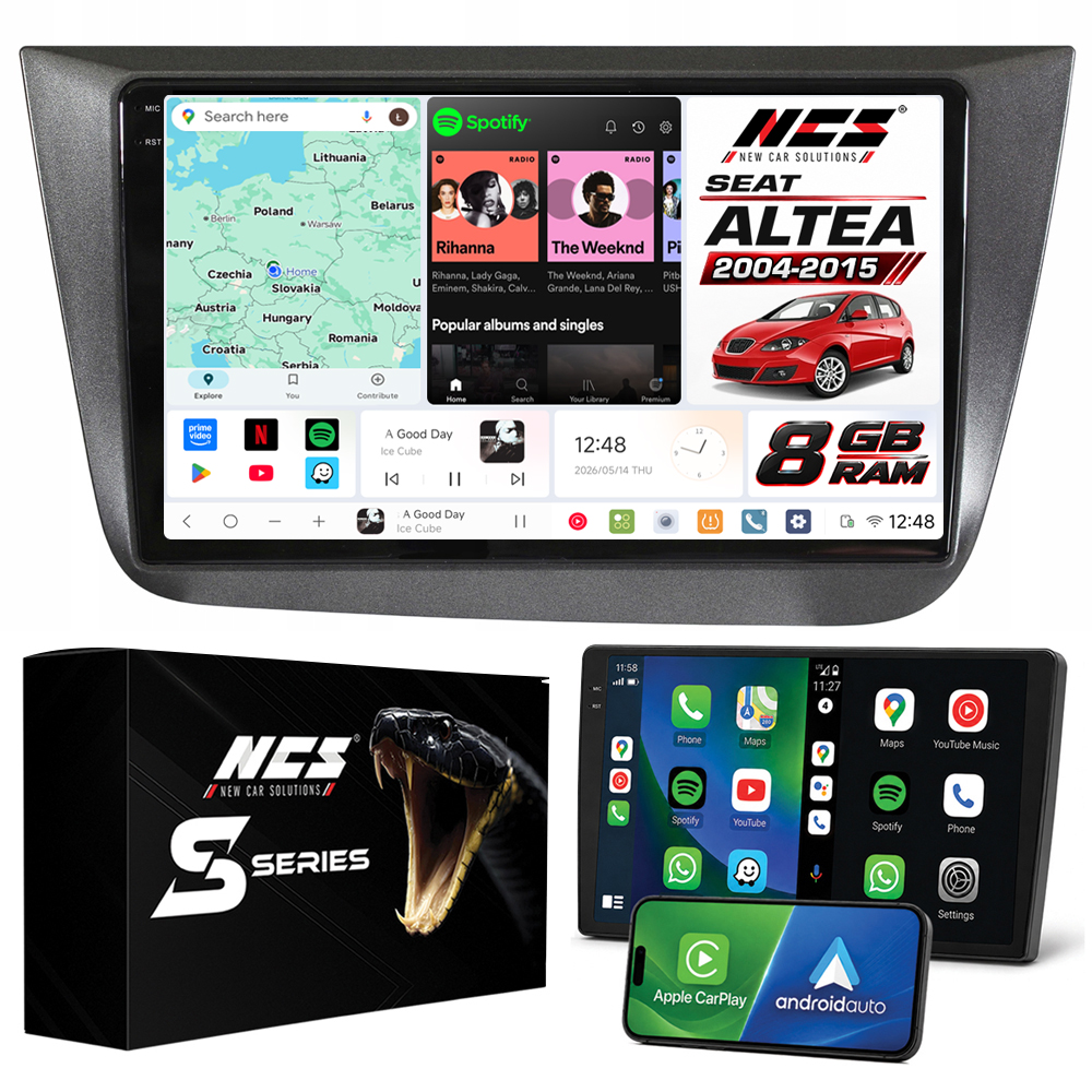 Rádio Navigace Ncs DS9 Seat Altea 2004-2015 Android 8GB Lte 9″