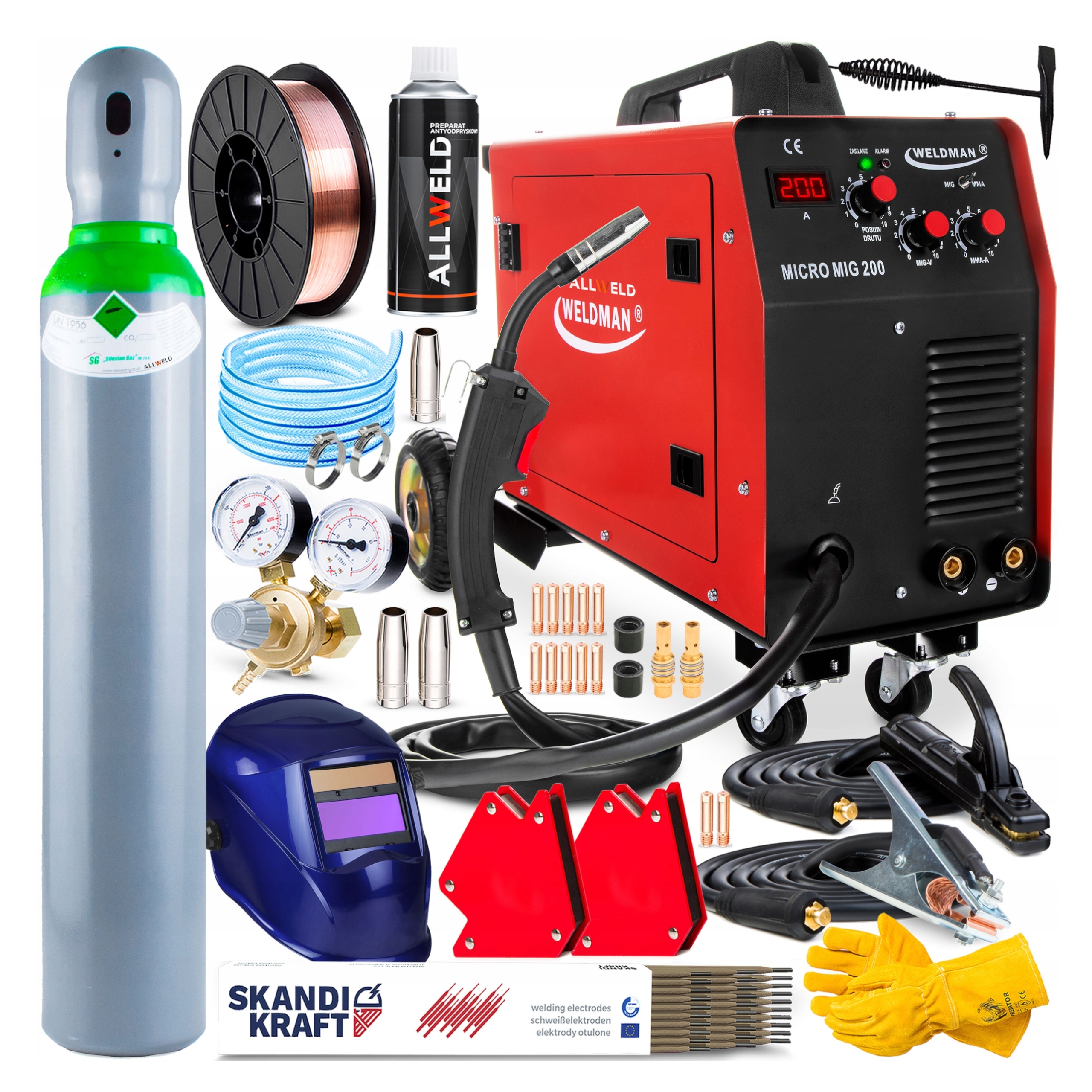 Invertorová Svářečka Inverter Weldman Mig 200 Mag Mma Hliník 200A Sada