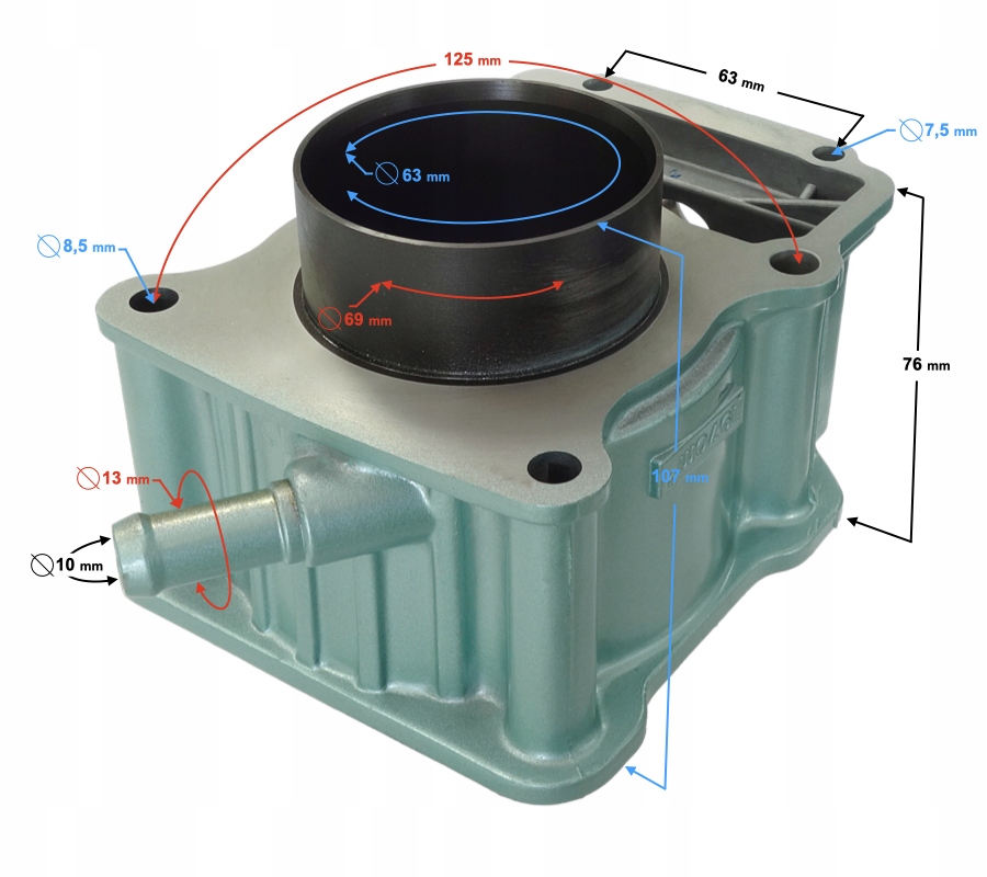 CIGATC2004TMPICBAS000B21 - КОМПЛ. Цилиндр + поршень 64 мм Quad Bashan 200 cc