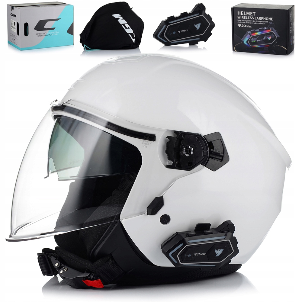 Motocyklová Prilba Cgm 126A Otvorený Skúter Chopper Clona Interkom