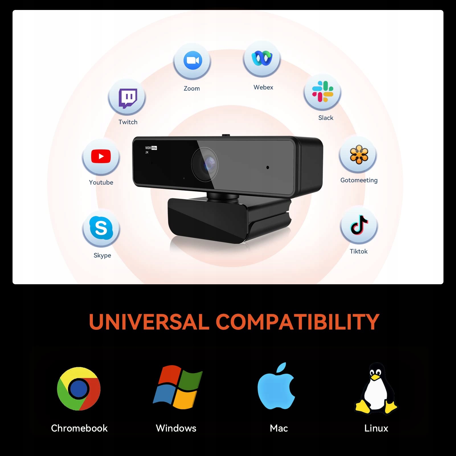 NUROUM Kamera Internetowa Full HD 1080P 60fps USB Dla Mac Laptop — miniatura 8