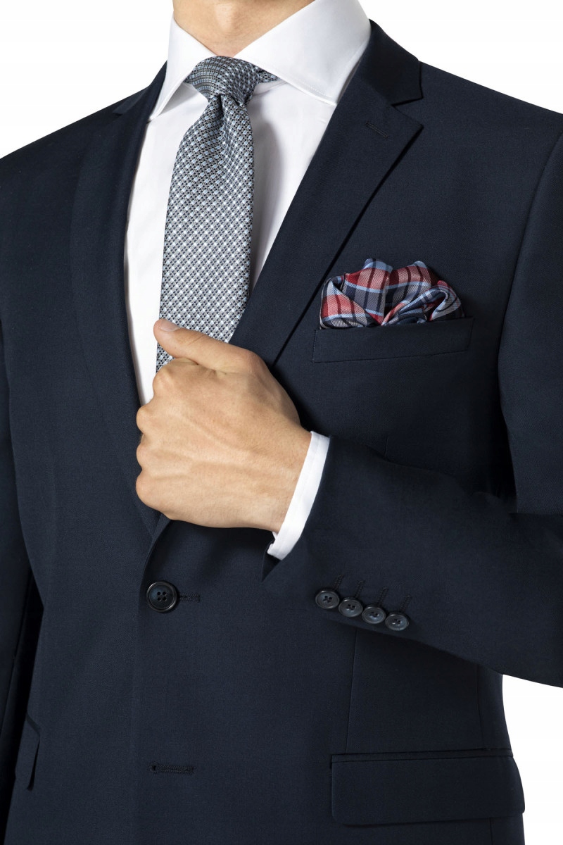 Tmavě modrý pánský hladký oblek Slim Fit 194/64