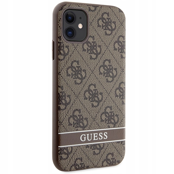 Etui GUESS 4G Stripe do iPhone 11, plecki, brązowe Kod producenta 3666339170110
