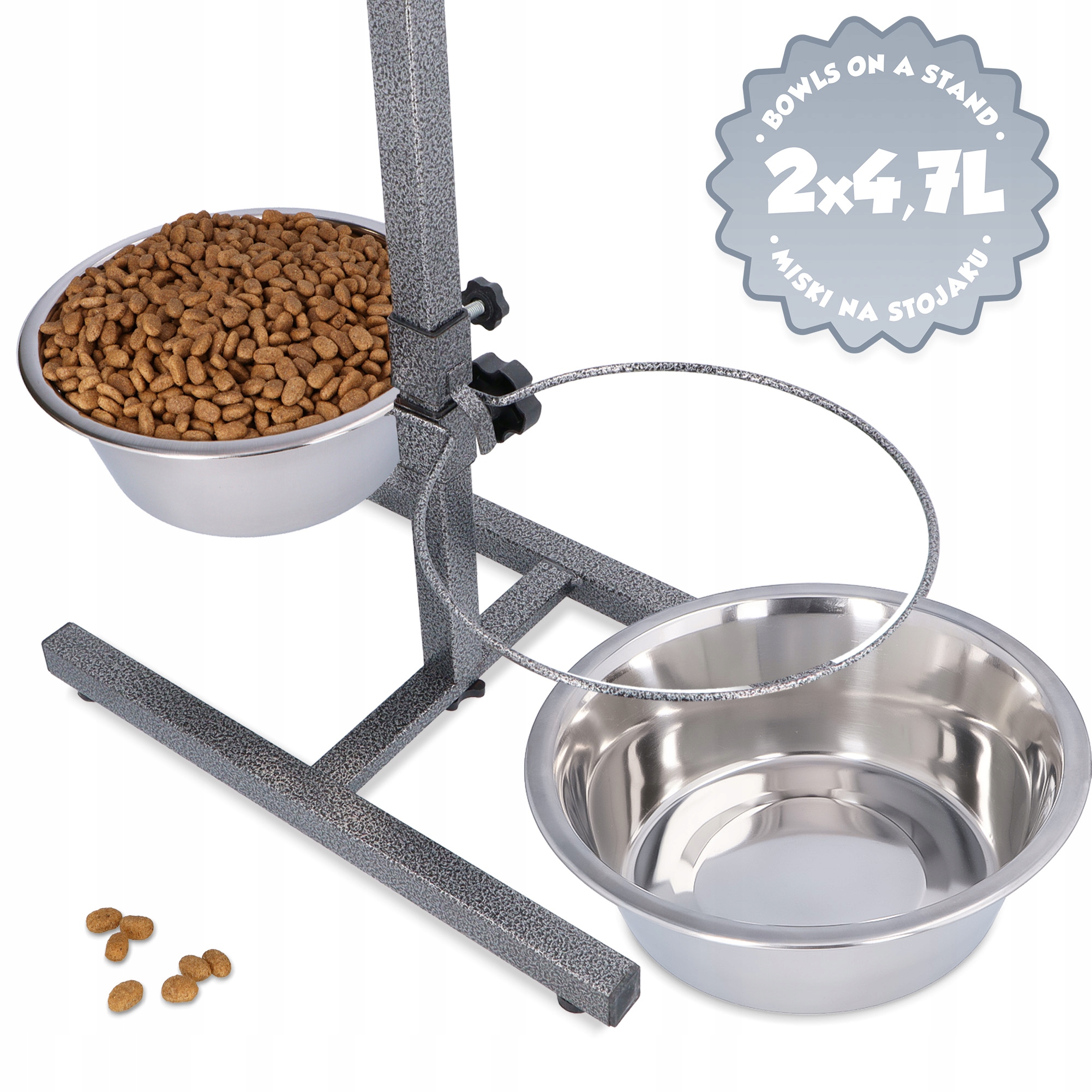 2x Miska Psa 4,7 Miski Regulowanym Stojaku Metalowa Stojak Stalowa Stabi 1Z