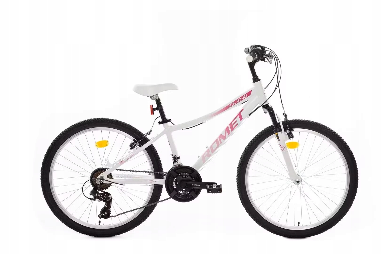 Rower dziecięcy dla dziewczynki Romet Jolene 24 Biały-róż