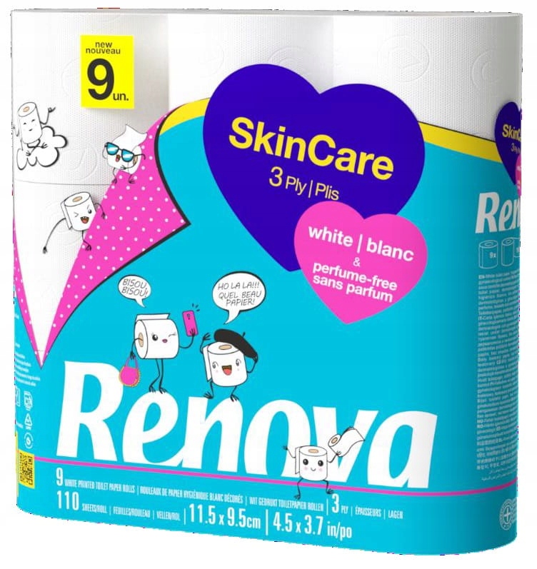 

Papier toaletowy Renova Skin Care White 9R