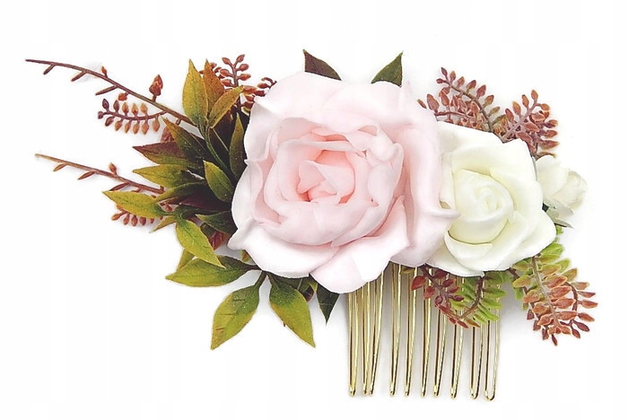 RÓŻANY GRZEBYK do włosów kwiaty stroik