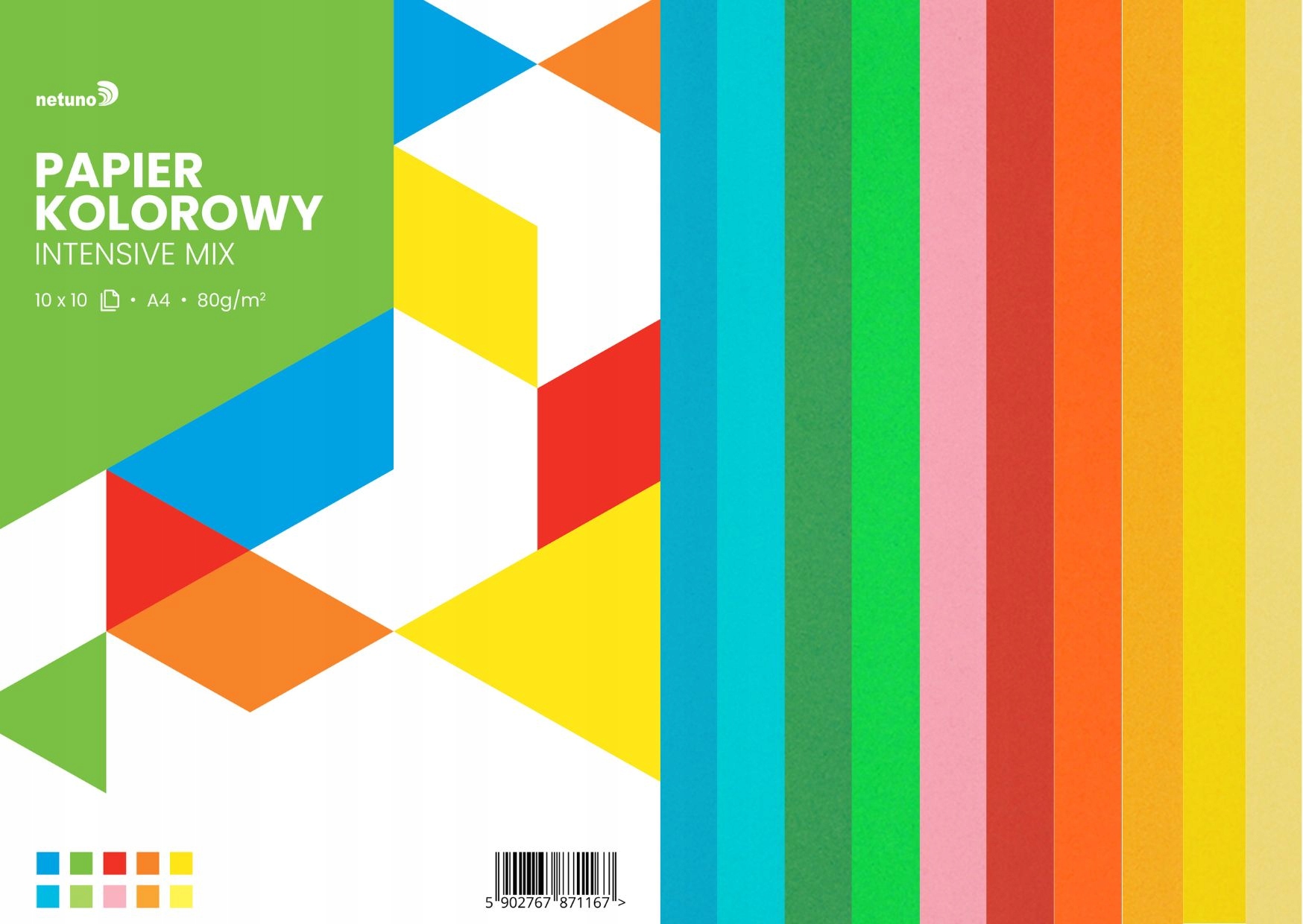 

Papier kolorowy mix intensywny 80g 10x10 kol. A4