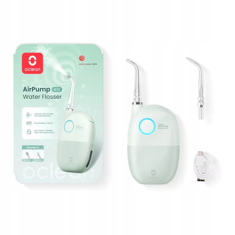 Oclean AirPump A10 Zielony kompaktowy irygator turystyczny z 2 dyszami