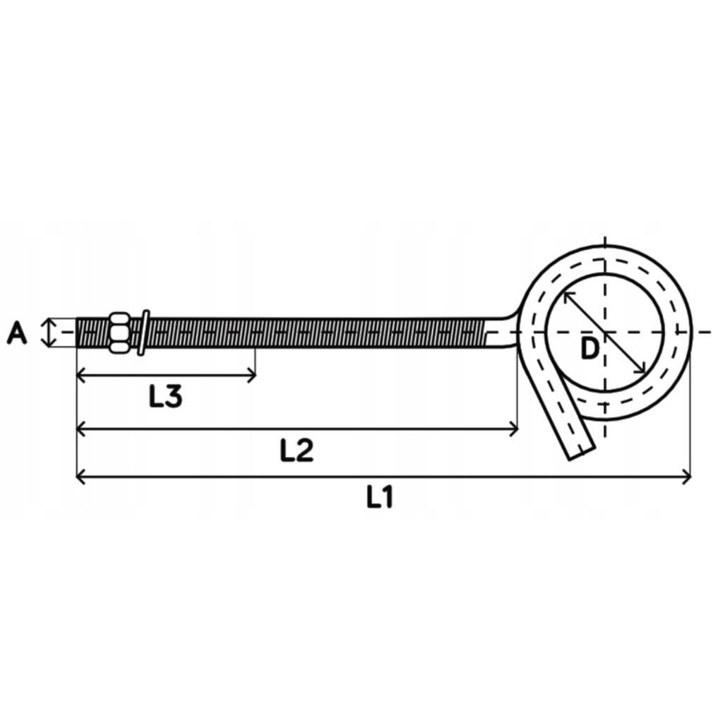 HAK HUŚTAWKOWY, HAMAKOWY METRYCZNY M8x210 MOCOWANIE Rodzaj mocowanie