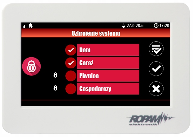 Panel dotykowy 4,3" w obudowie natynkowej TPR-4WS-P NeoGSM-IP, Optima ROPAM