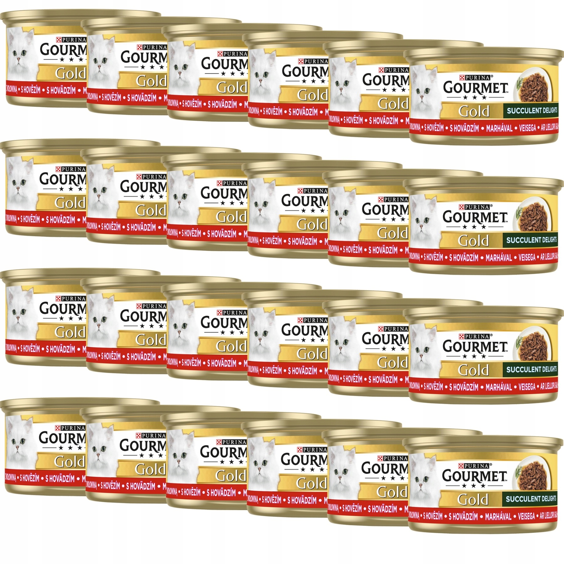 Levně Gourmet Gold Krmivo pro kočky Succulent Delights s hovězím masem 85 g x 24 kusů