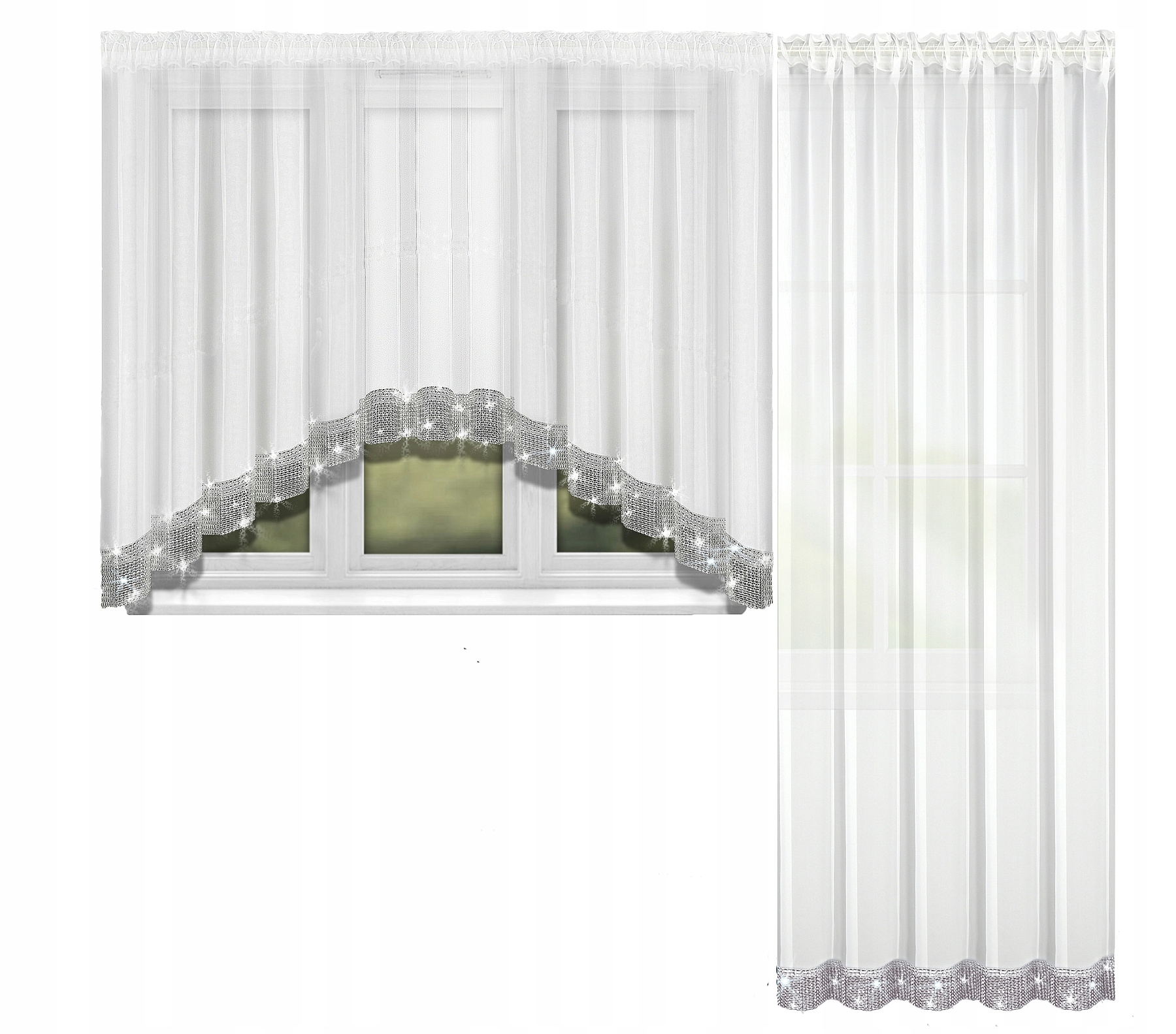 

Komplet Firanki Firana Gotowa Woal Taśma Cyrkonie