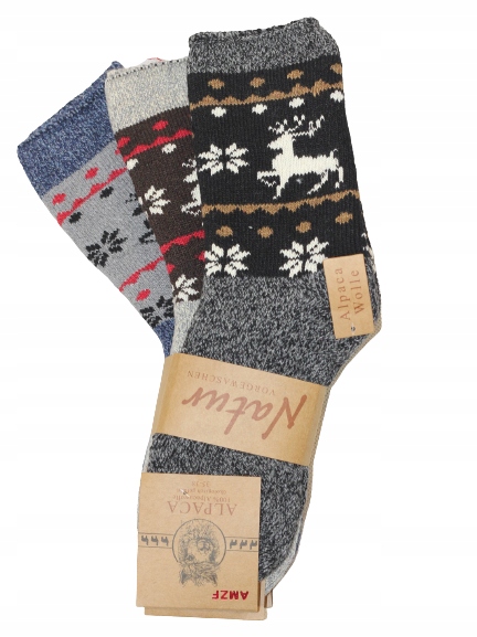 

3x Ciepłe Grube Zimowe Skarpety Wełniane Alpaka 3x