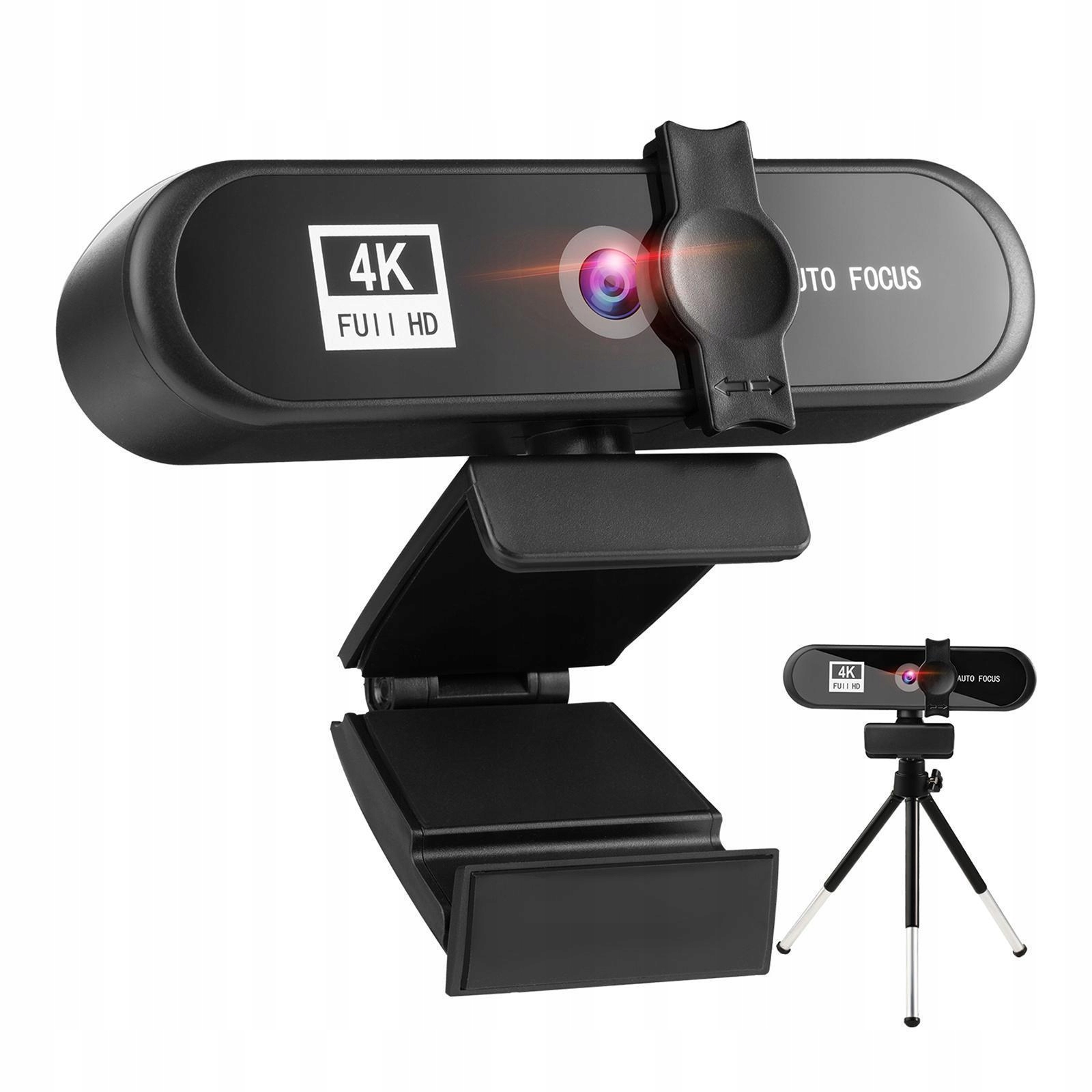 4K 8MP Autofocus Web Camera with Tripod, 4k Black