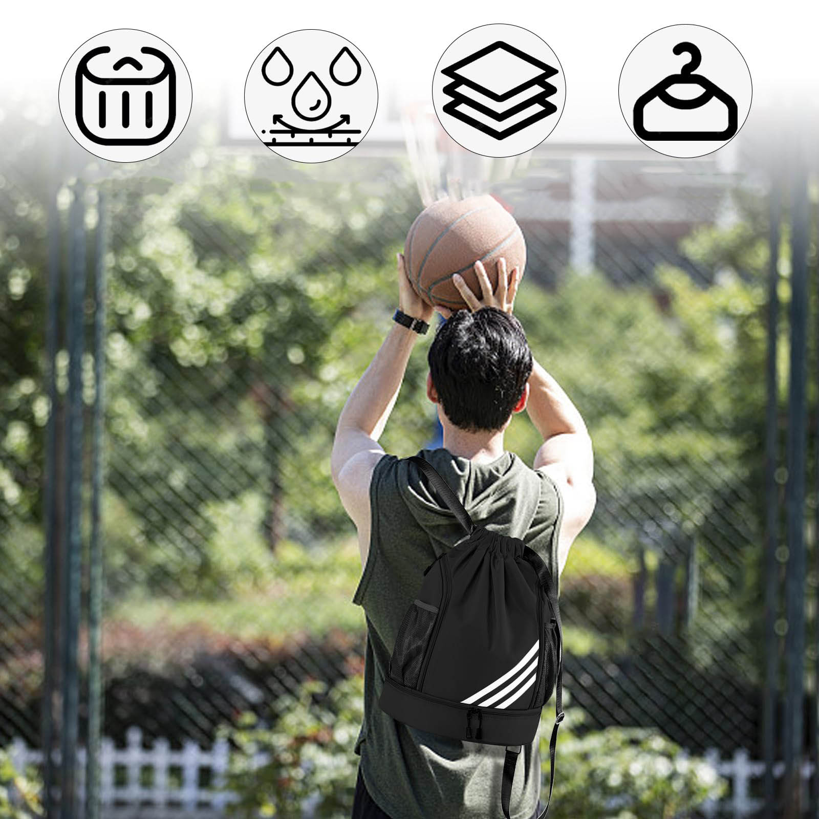 DUŻA POJEMNOŚĆ WOREK GIMNASTYCZNY, TORBA SPORTOWA ZE SZNURKIEM DO ŚCIĄGANIA Wzór dominujący ombre