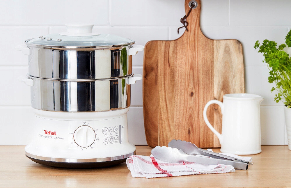 TEFAL Parowar Elektryczny 2 Stalowe Pojemniki 6L Timer 900W Biały VC1451 — miniatura 10