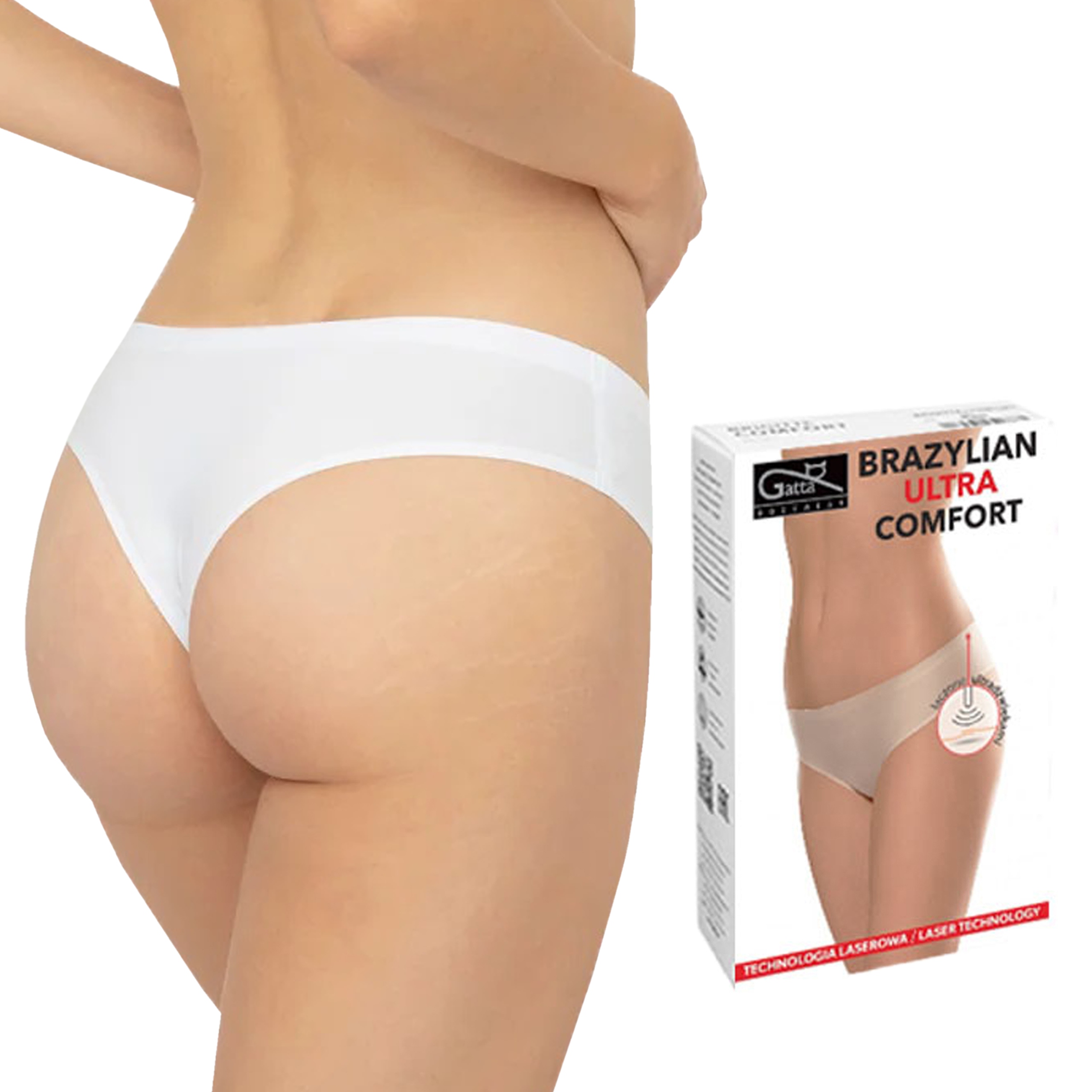 GATTA Figi BRAZYLIAN COMFORT, bezszwowe, BIAŁE, M