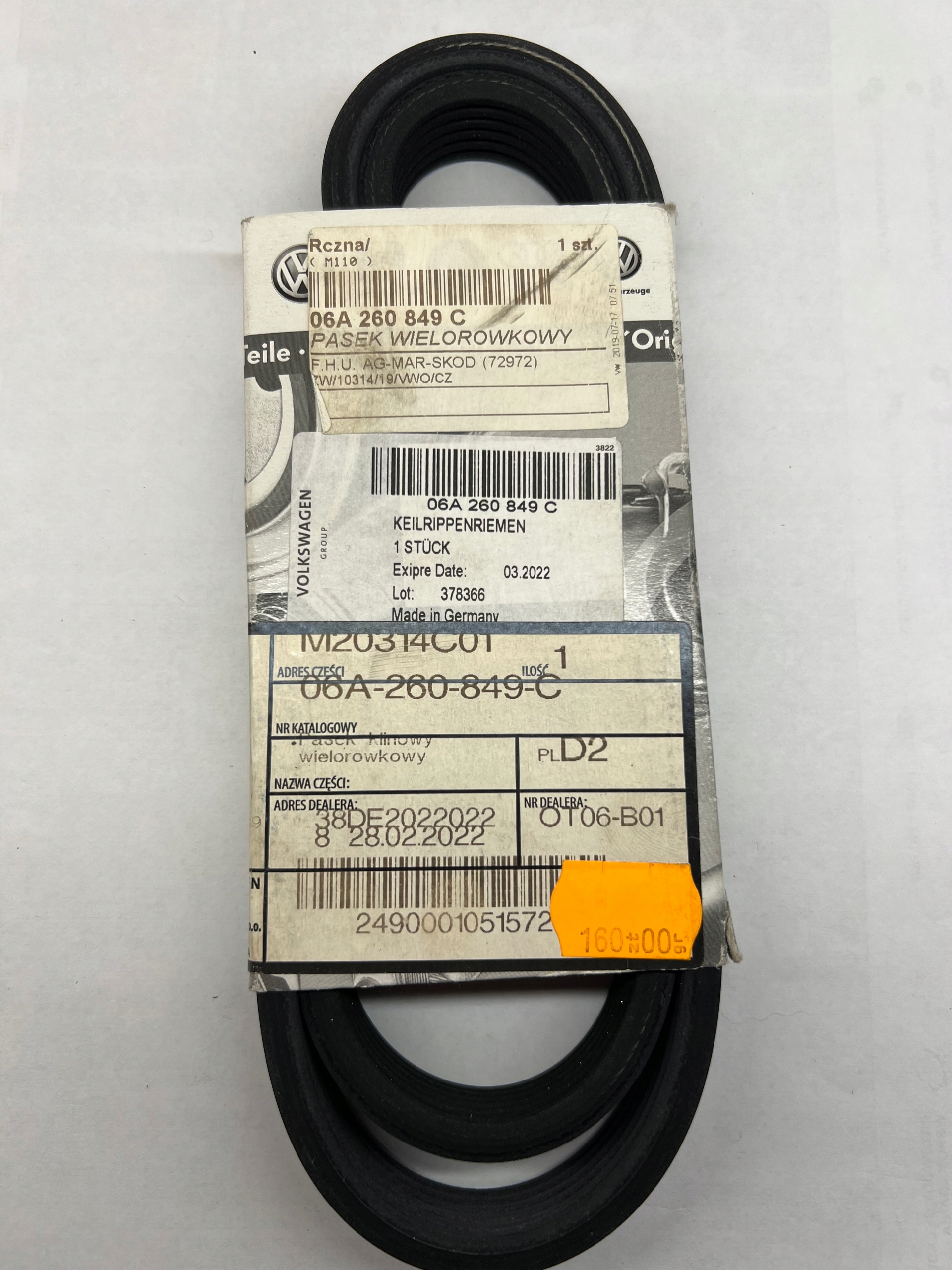 06A260849C ORYGINAŁ PASEK WIELOROWKOWY NOWY