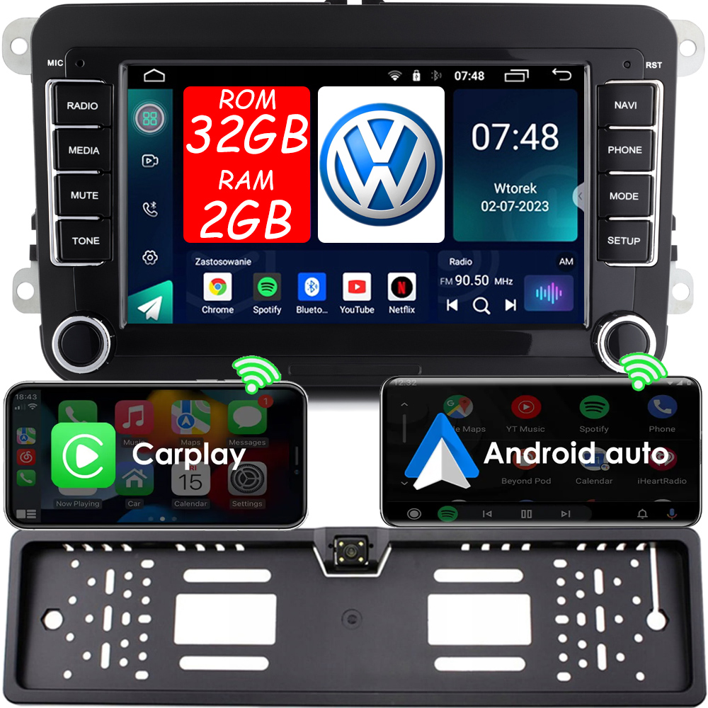 Radio Samochodowe Nawigacja 2DIN Vw Seat Skoda Passat Golf Octavia Android