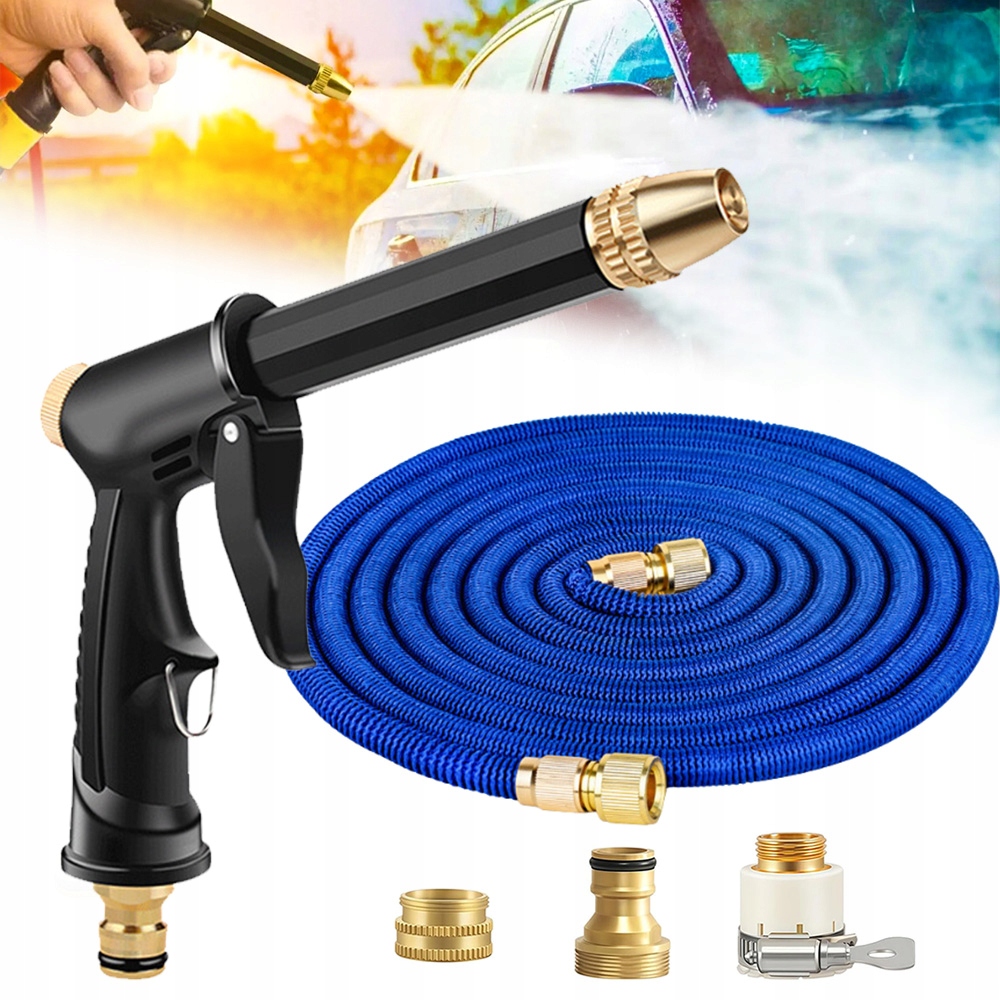 Hadice s roztažitelným zavlažováním 15 m pistole 2 režimy – pěna a voda