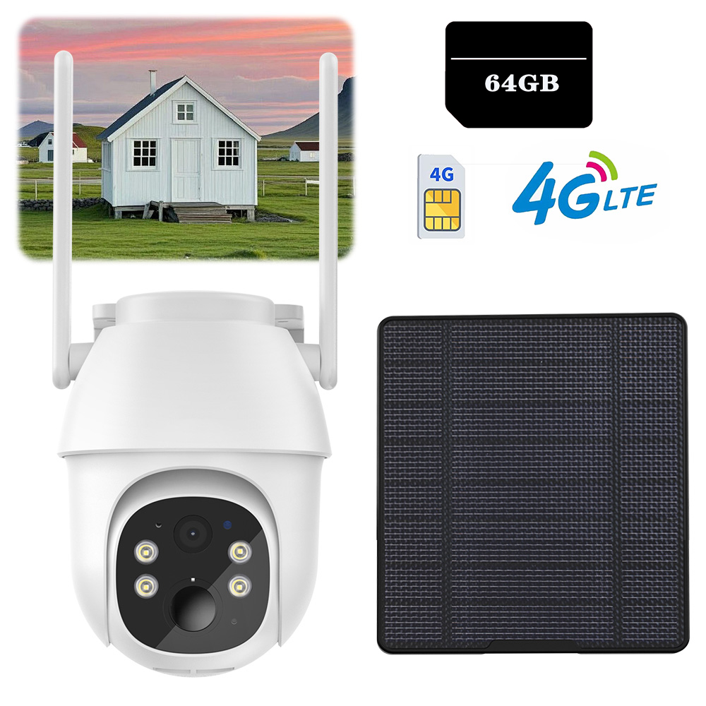 Solární Venkovní Otočná Kamera Na Sim Kartu 4G Lte Gsm 2K 3MP S Kartou