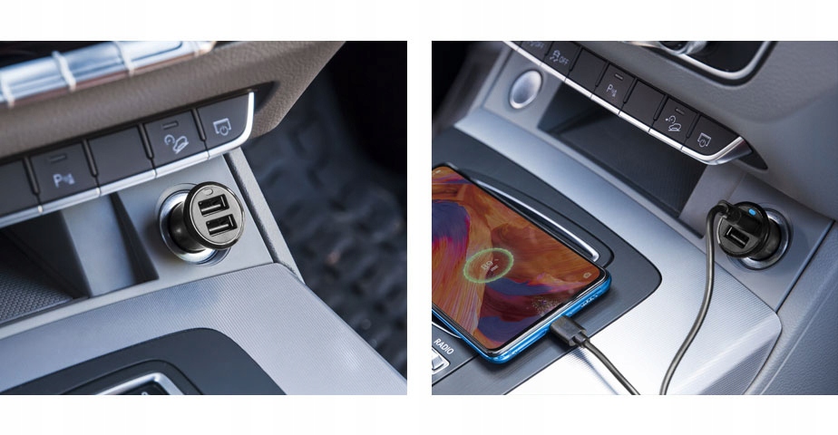 ŁADOWARKA SAMOCHODOWA – 2 X USB + KABEL USB TYP-C Stan opakowania oryginalne