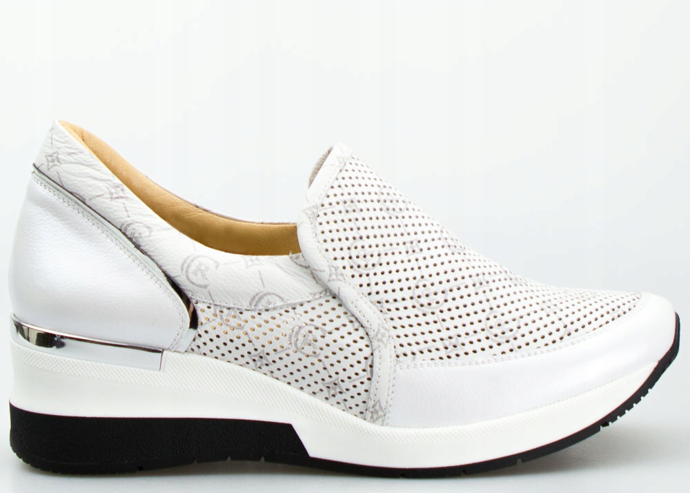 

Srebrne Sneakersy Modne Damskie Skórzane Aga 37