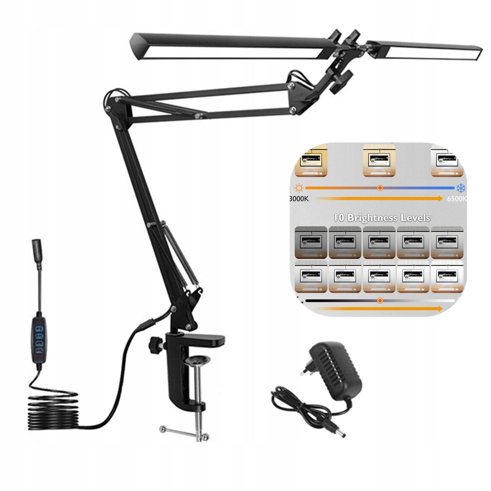 24W Kreslicí Lampa Led Stolní Lampa Dvojitá Výkonná Nabíječka