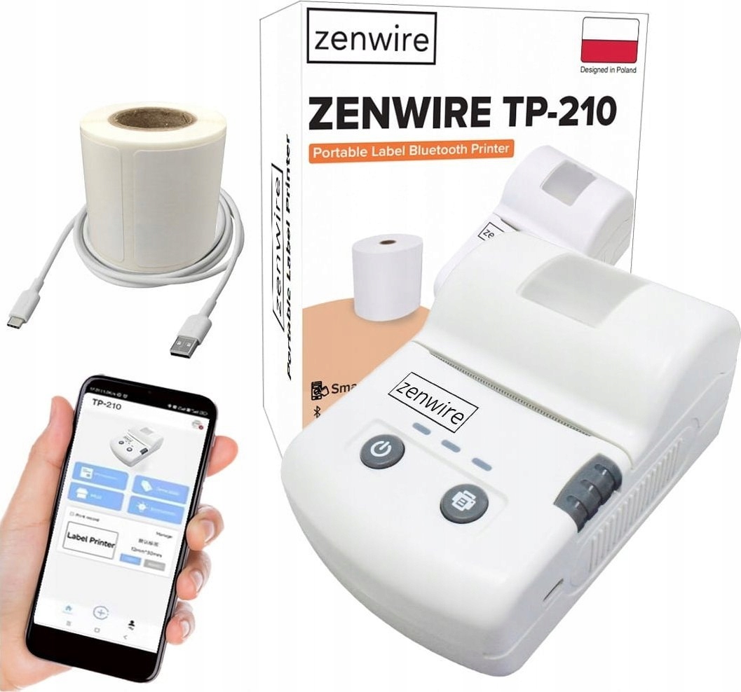 Mini Drukarka Etykiet Naklejek Przenośna Termiczna Bluetooth Usb-c z