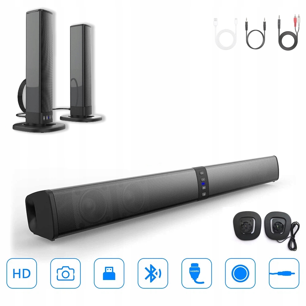 2W1 Soundbar Bluetooth 5.0 Usuwany Głośnik Rgb Telewizor Usb Hdmi