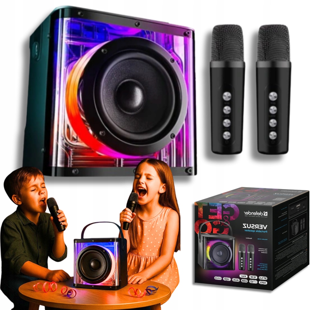 Bluetooth Reproduktor 2x mikrofon Karaoke usb led Dárek K Vánocům