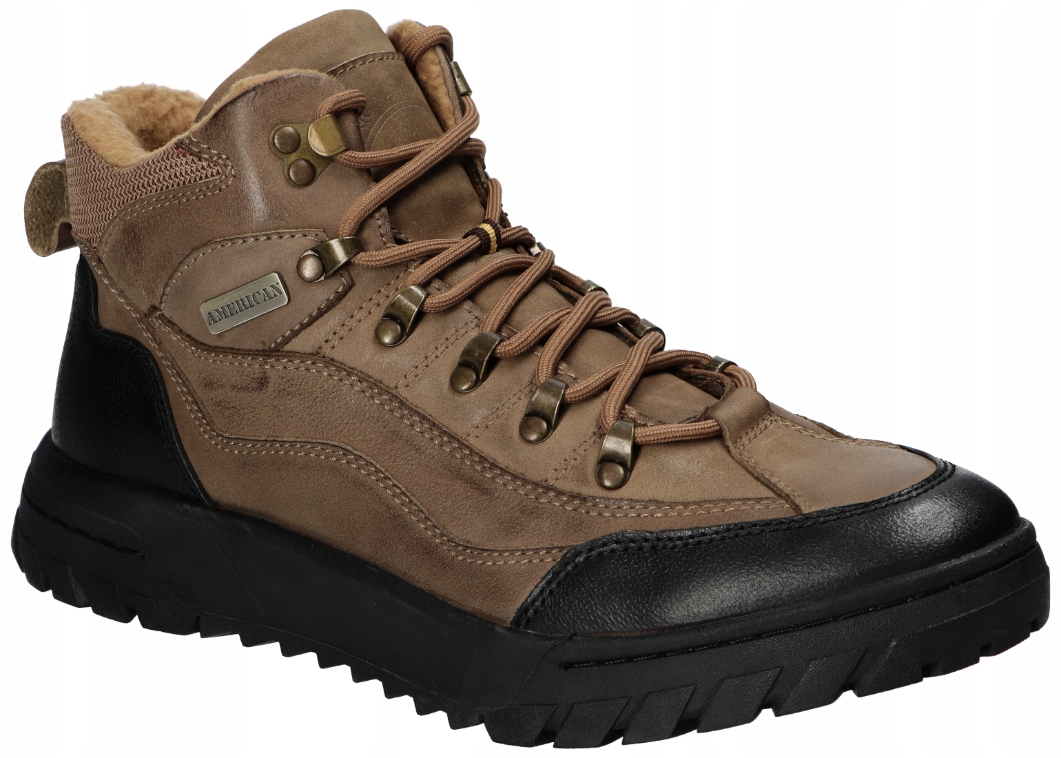 American Club CY163 Zateplené Trapery Zimní Kožené Pánské Boty Béžové 43