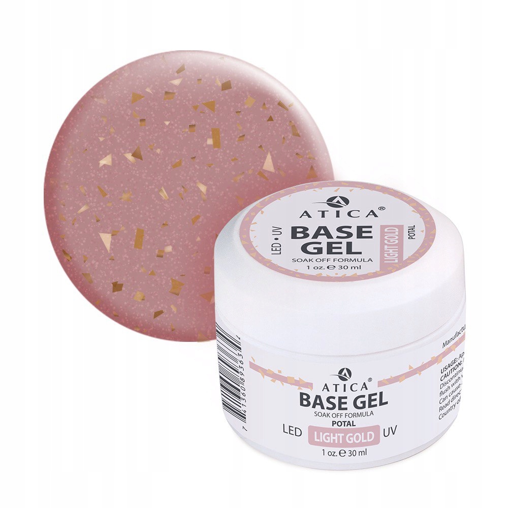 Base Gel Light Gold Potal, baza z płatkami złotej potali