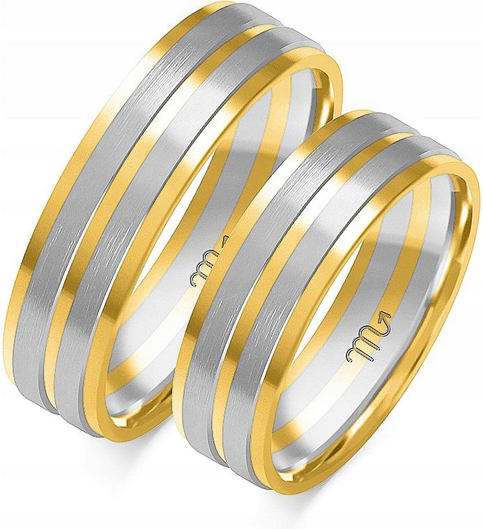 Dámský dvoubarevný snubní prsten ze zlata s gravírováním, velikost 585, velikost 11 12 13