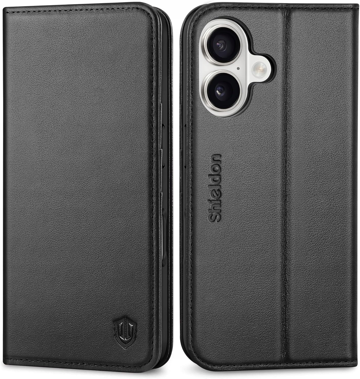 flipové pouzdro Peněženka Shieldon pro iPhone 16 Přírodní hovězí kůže