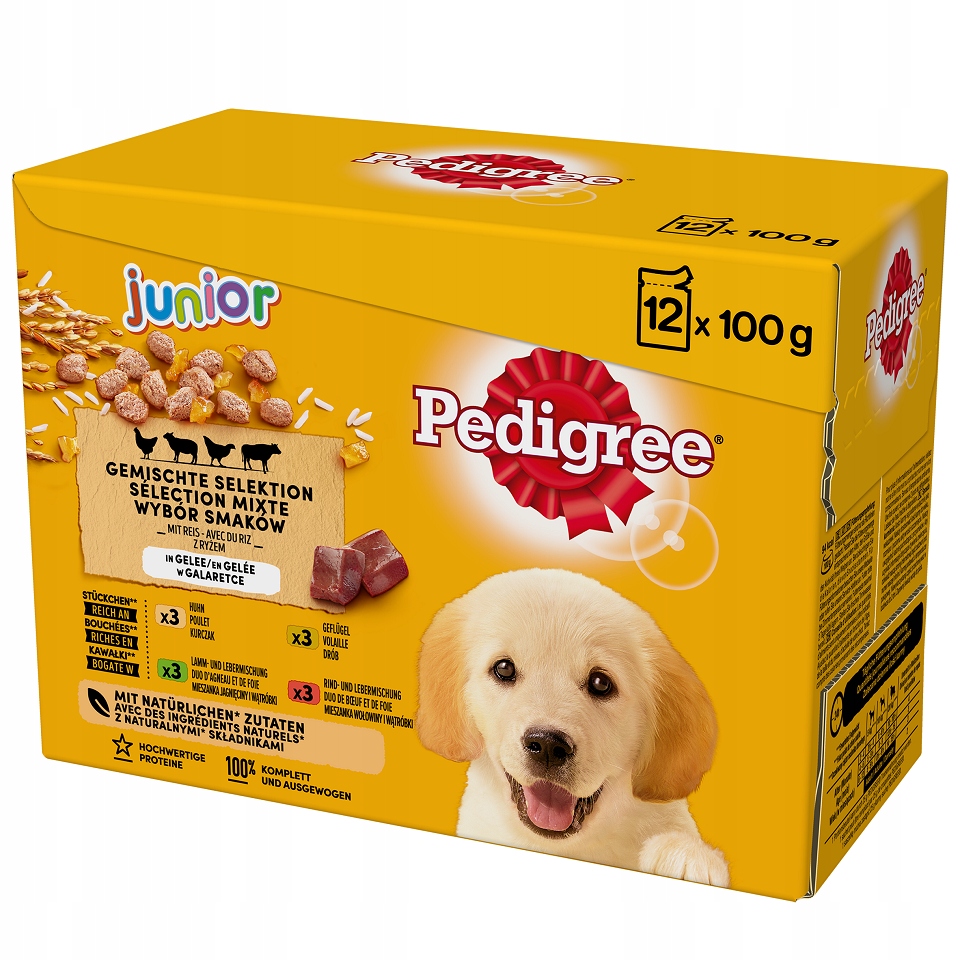 Levně Pedigree Junior Výběr příchutí s rýží 48x100 g