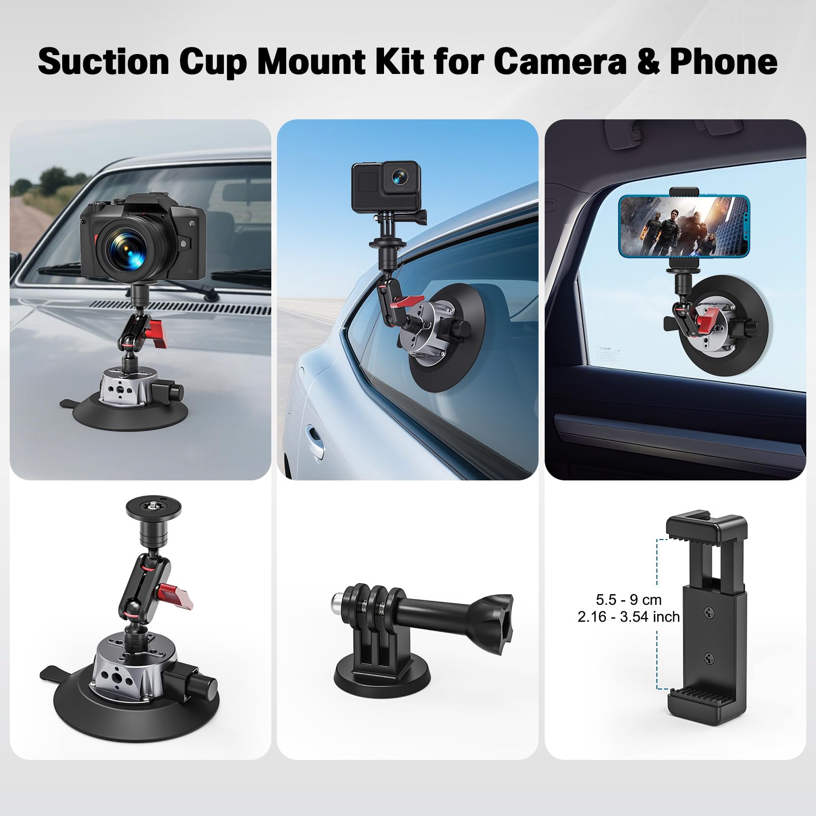 Uchwyt Samochodowy Przyssawka Do Kamery Telefonu DSLR Magic Arm JUBORUI — miniatura 6