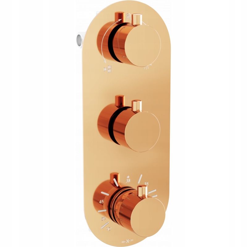 Mexen Kai termostatická vaňovo-sprchová batéria s 3 vývodmi, zlatoružová