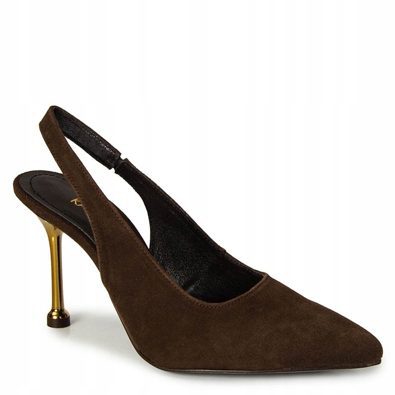 Karino 6001 Hnědé Kožené Lodičky S Odkrytou Patou 36