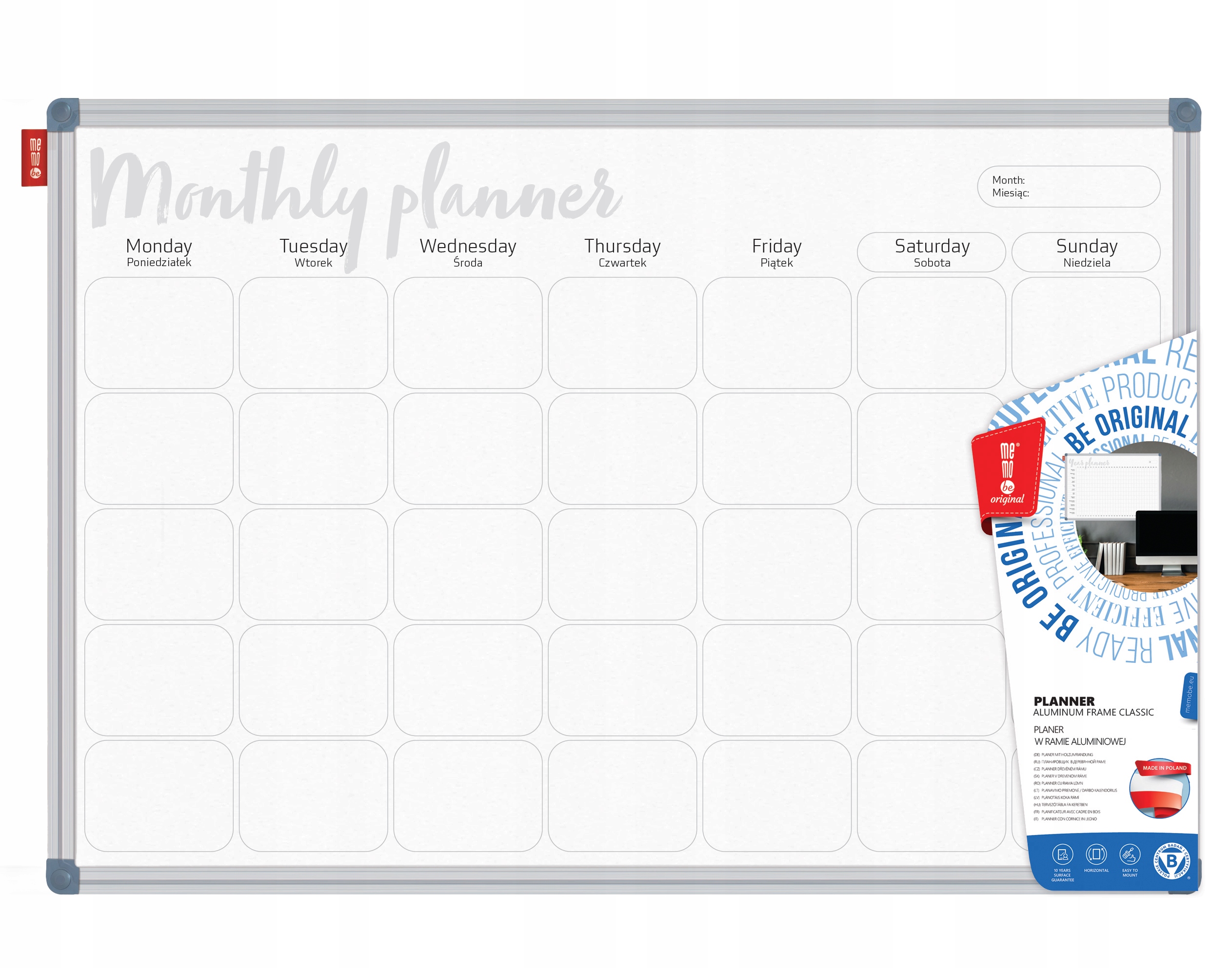 Tablica planer Memobe miesięczny 90x60 cm Classic