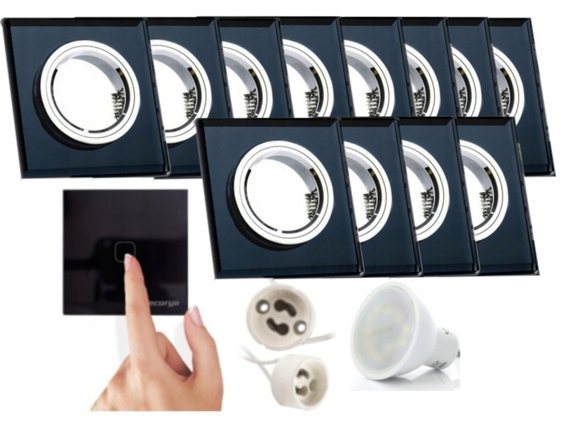 12X Černá Lampička, Zapuštěná Objímka, Vypínač Led Žárovky 1.5W, Neutrální Barva