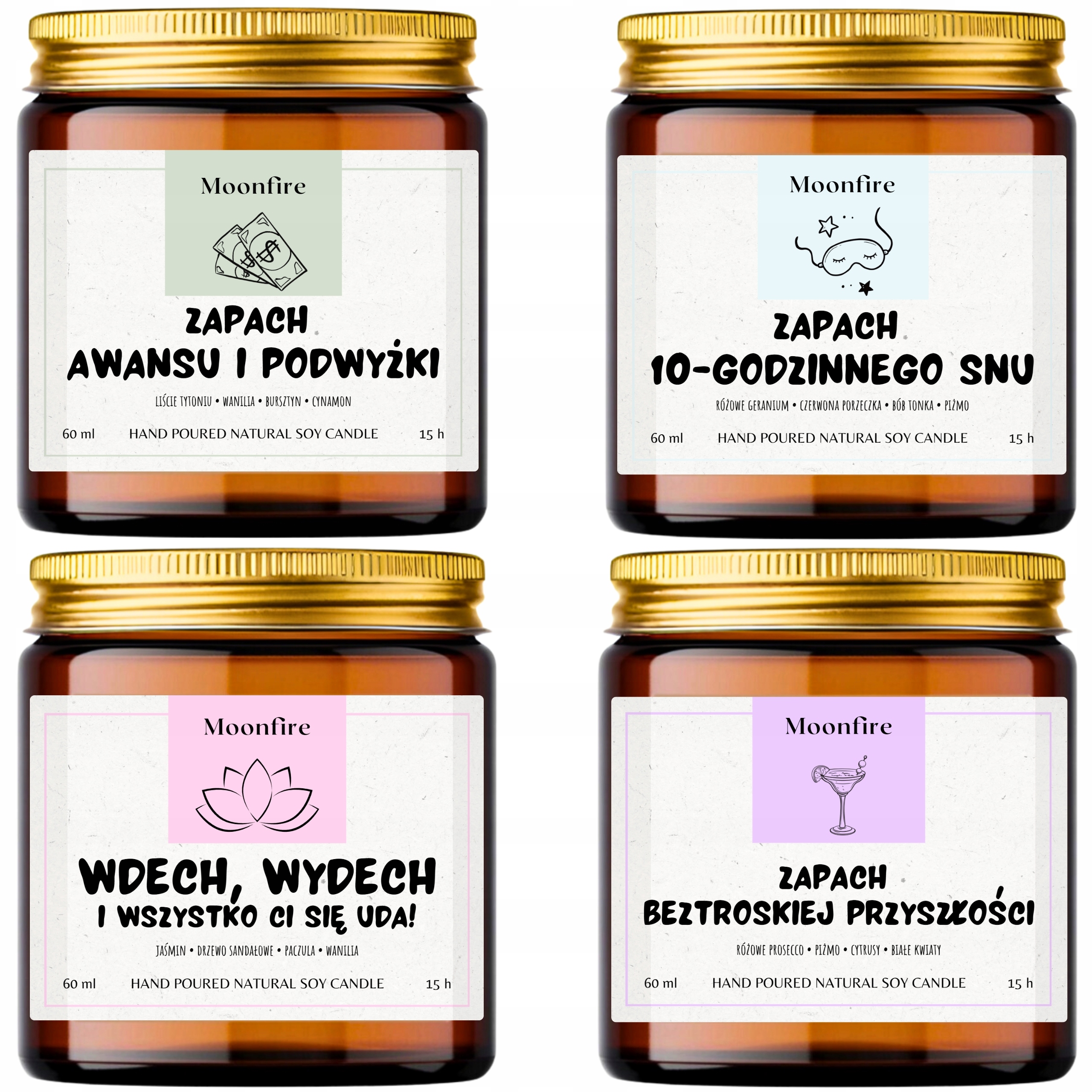 Set Přírodní sójové svíčky Jako Dárek Vonné svíčky Moonfire