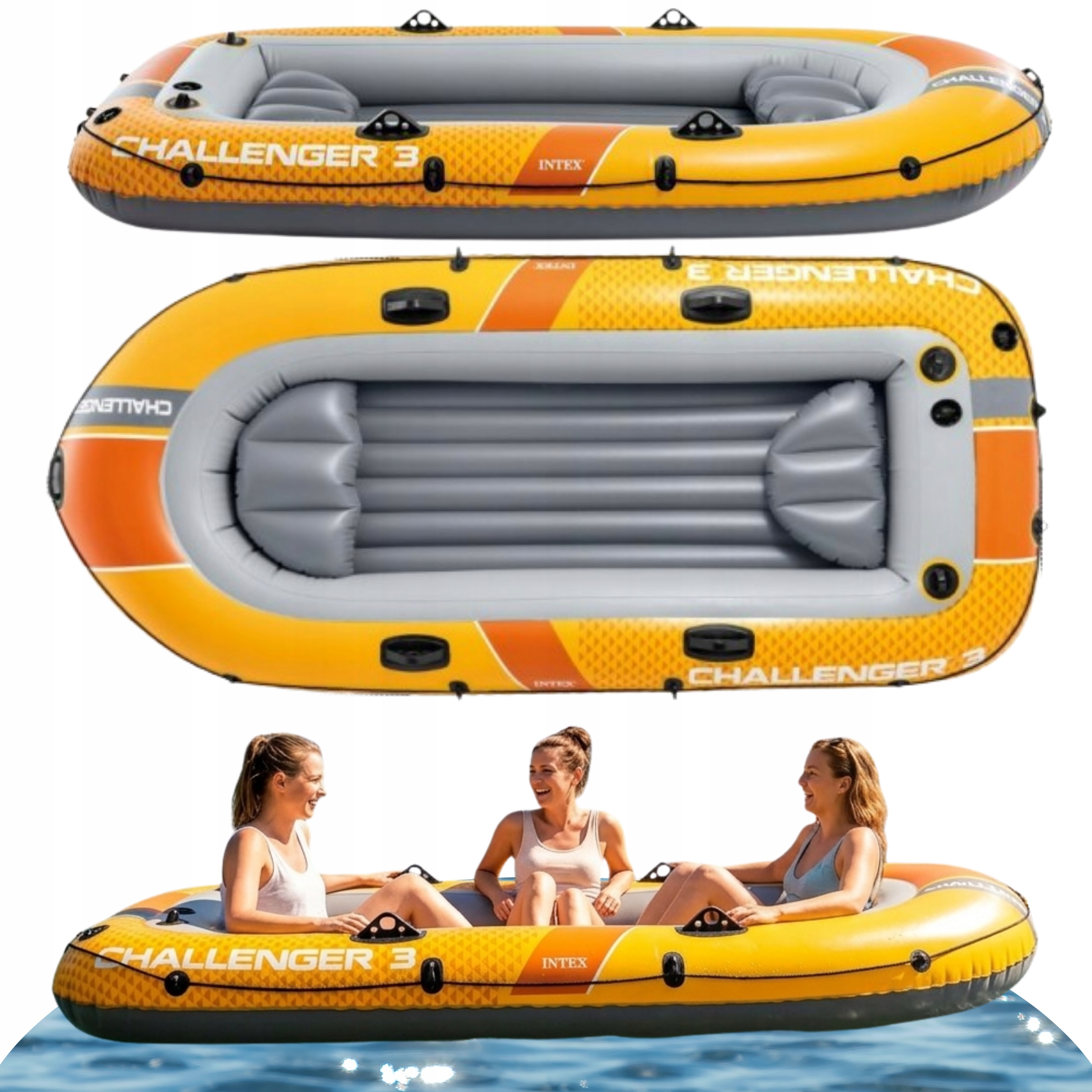 Ponton Dmuchany 3 Osobowy 320 kg Łódź Dmuchana 2 Wiosła Pompka Torba Mocny