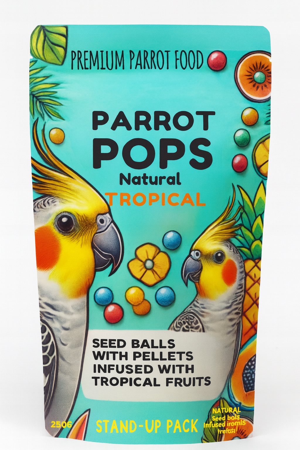 Parrot Pops Tropical Small zrno s tropickým ovocem pro papoušky 250 g