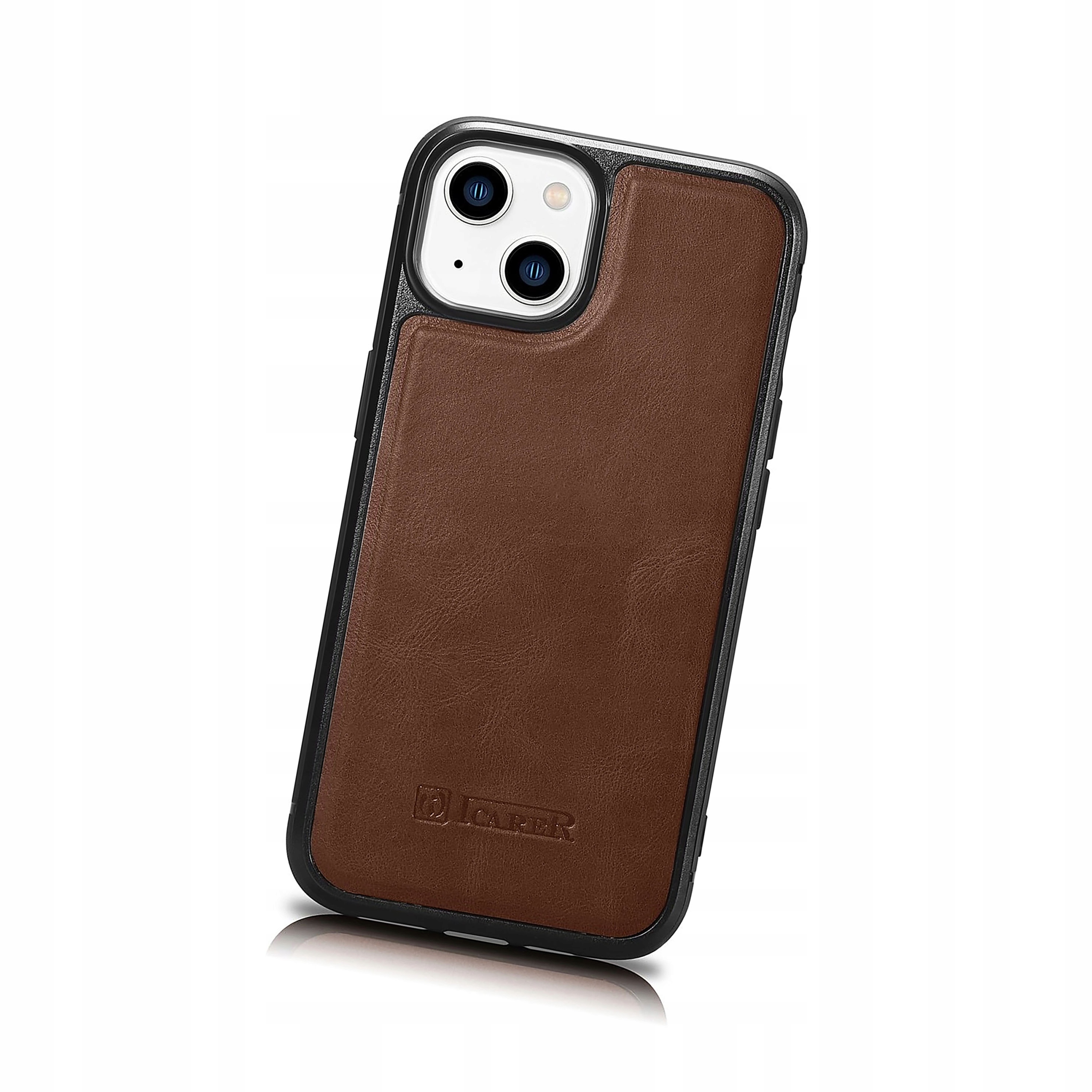 iCarer Leather Oil Wax etui naturalna skóra do iPhone 14 Plus MagSafe